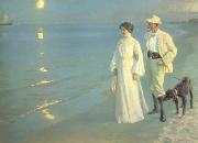 Peder Severin Kroyer Summer Evening on the Skagen Beach The Artist and hs Wife (nn02) oil on canvas